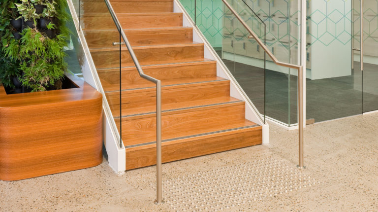 Timber riser with carpet tile tread | Active Metal